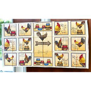 Welcome to the Roost Tara Reed Quilt Fabric Panel Country Rooster Farm 43"x23"